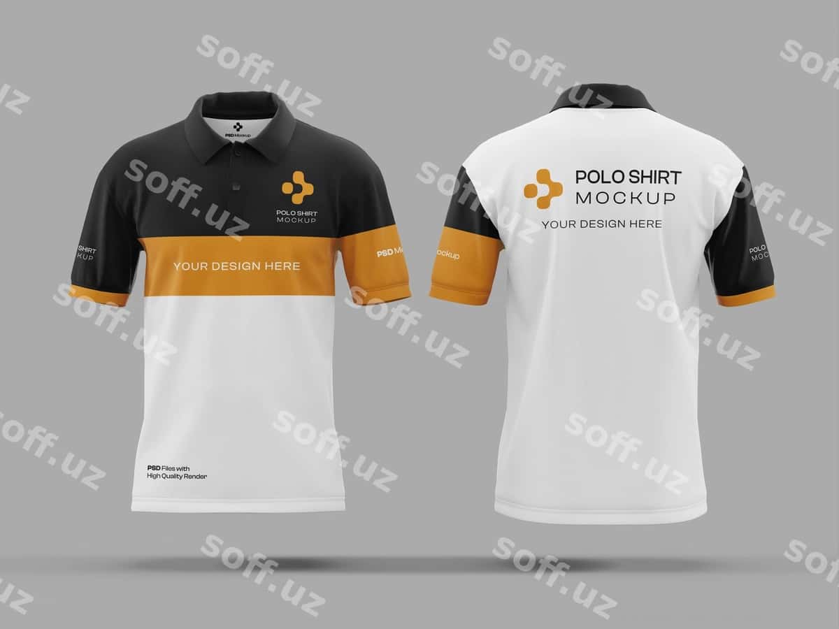 Erkak polo ko'ylak namunasi | Mens polo shirt mockup 1