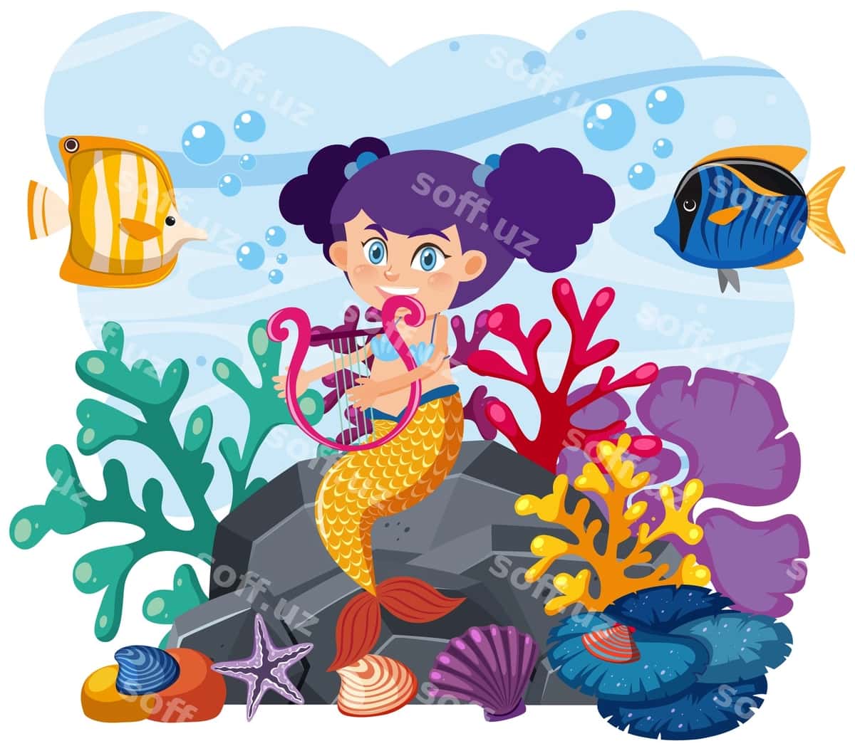 Sirena suv ostida arpa ijro etmoq | Mermaid playing harp underwater 1