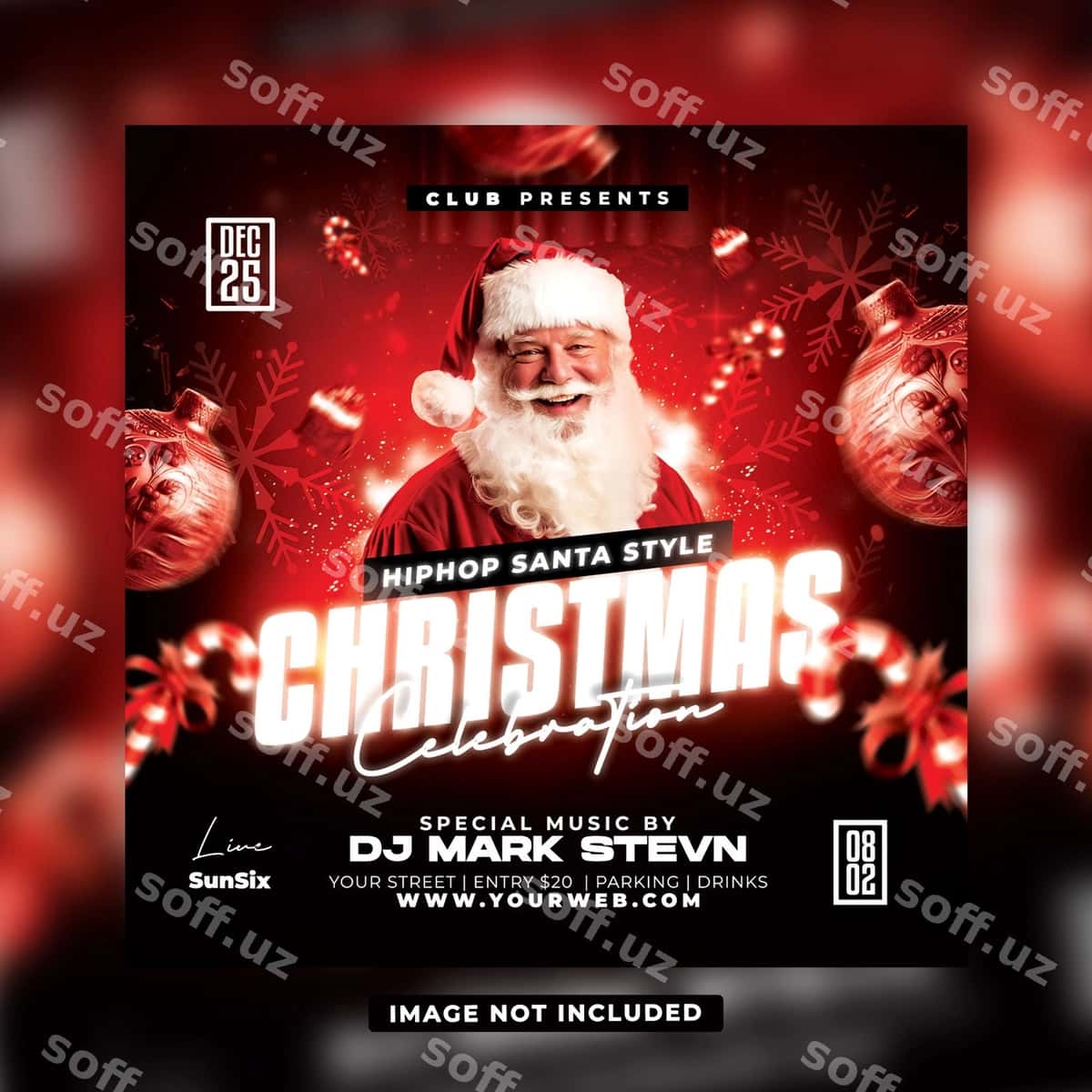 Baxrom Rojdestvo marsho flyer PSD shablon | Merry christmas party flyer psd template 1