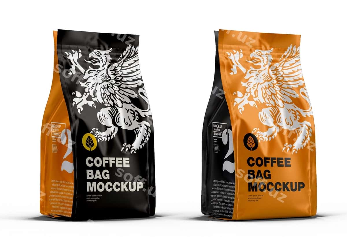 Metallik kofe bagi namunasi | Metallic coffee bag mockup 1