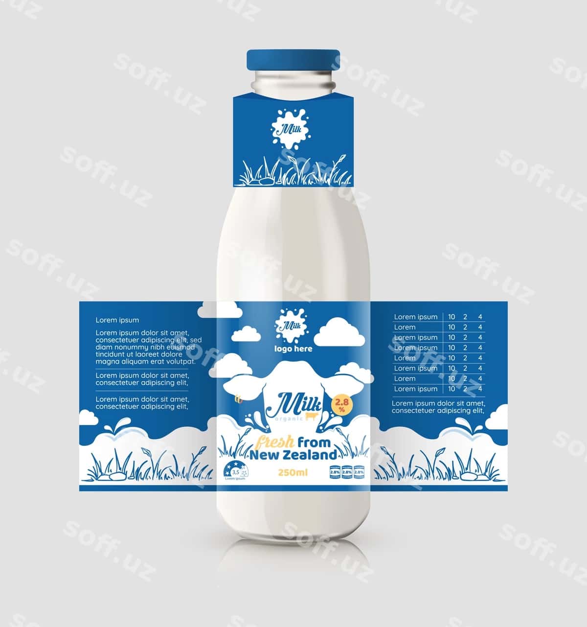 Sut shisha qadoqlash dizayni 1 | Milk bottle packaging design 1 1