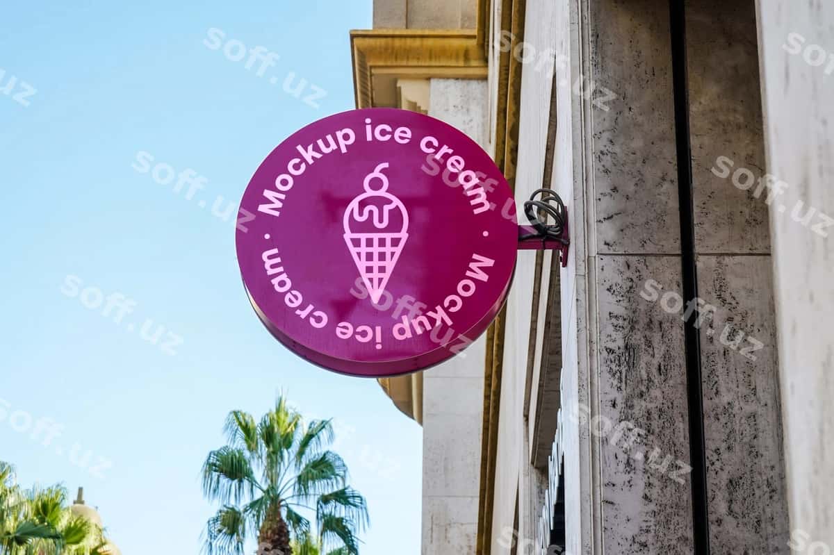 Namuna belgi muzza shahar | Mockup sign ice cream city 1