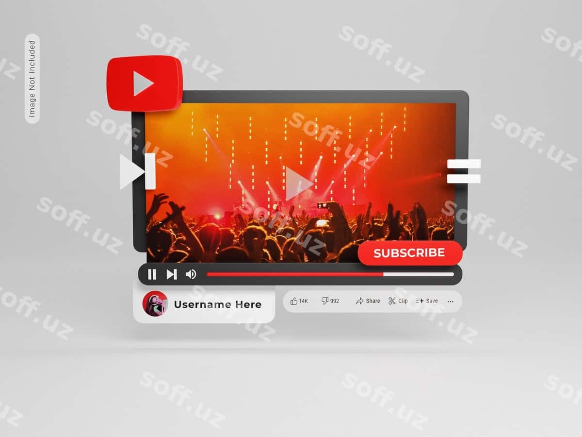 YouTube video pleer maketi | Mockup youtube video player 1
