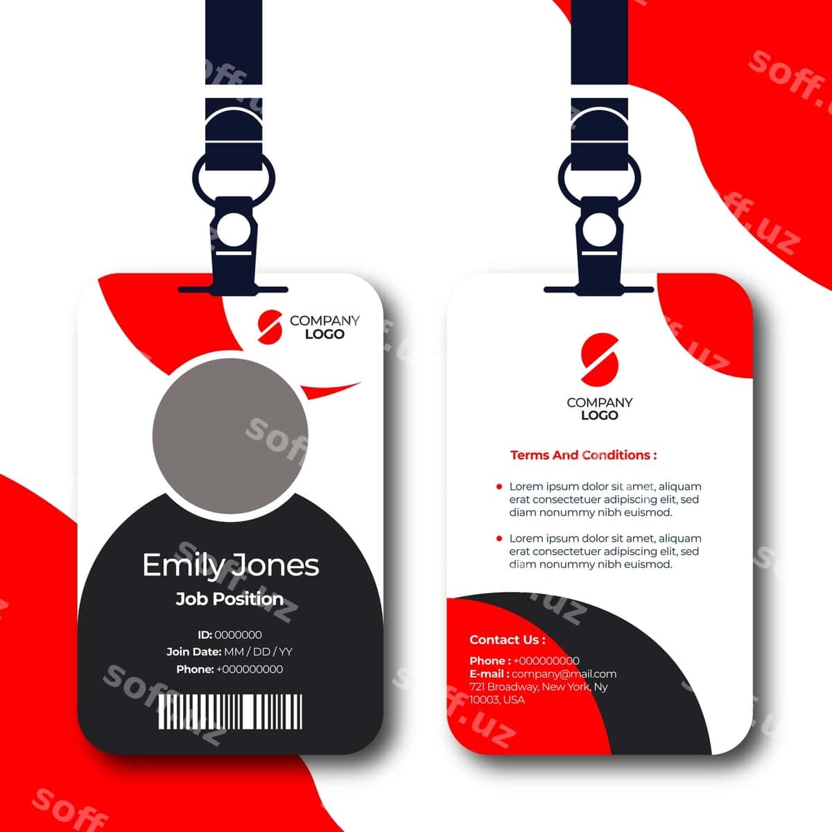 Zamonaviy korporativ identifikatsiya kartasi dizayni | Modern corporate id card design 1