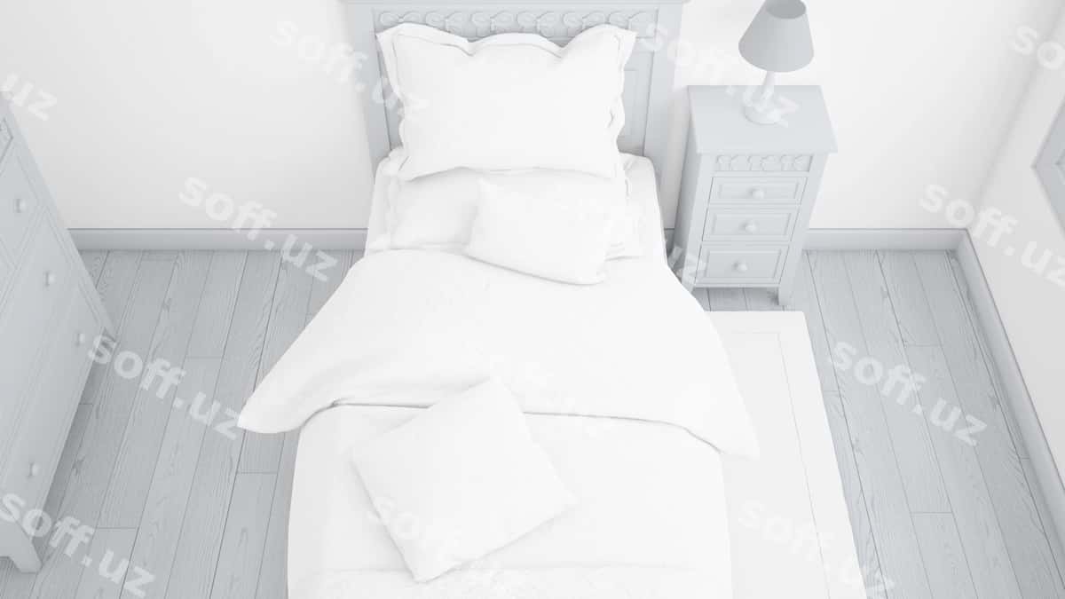 Zamonaviy yakka yotoqli yorqin yotoq xona namunasi | Modern single bed mockup bright bedroom 1