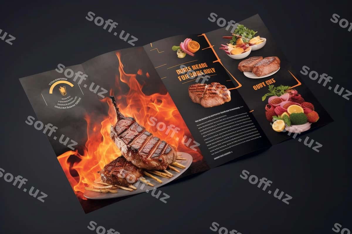Moody grill uchga bo'lingan broshyur | Moody grill trifold brochure 1