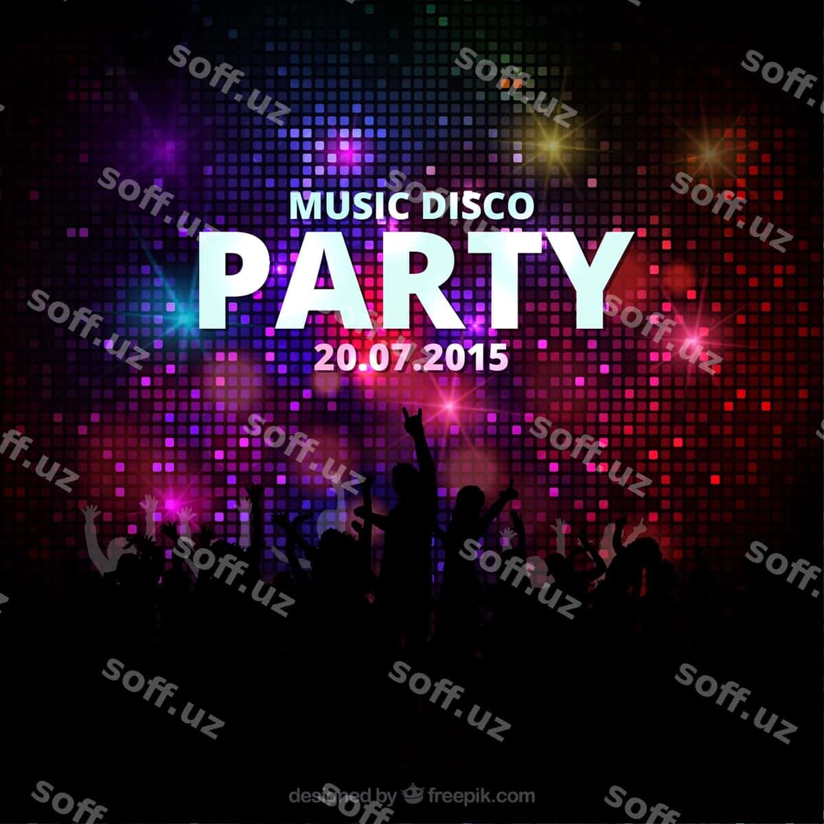 Musik disko toʻxtovu xabar nashri | Music disco party poster 1