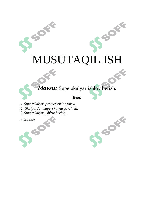 Superskalyar ishlov berish. 1