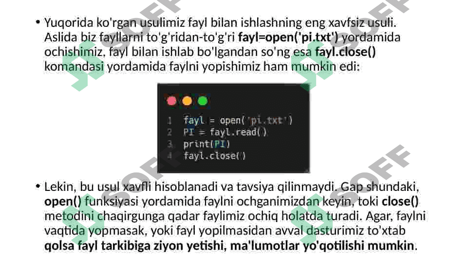 Pythonda fayllar bilan ishlash 4