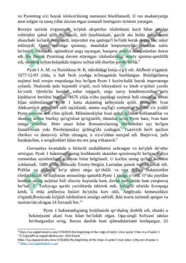 Rossiya PYOTR I xukumronligi davrida 7