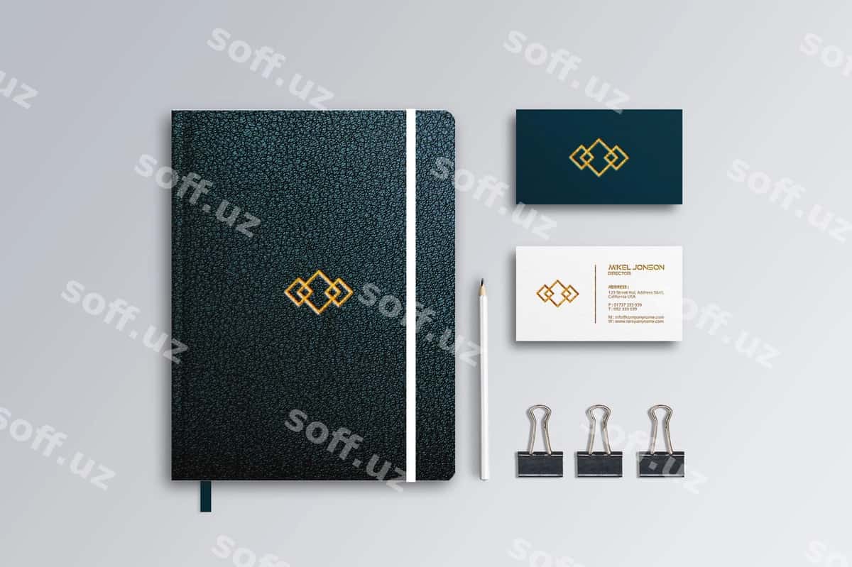 Daftar biznes karta namuna shabloni | Notebook business card mockup template 1