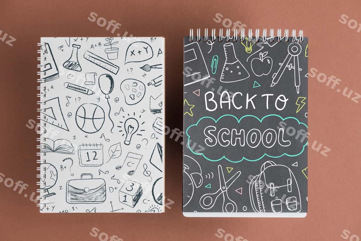 Daftar namunasi orqa tomondagi maktab tushunchasi bilan | Notebook mockup with back school concept 1