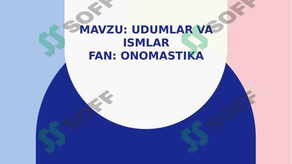 Udumlar va ismlar 1