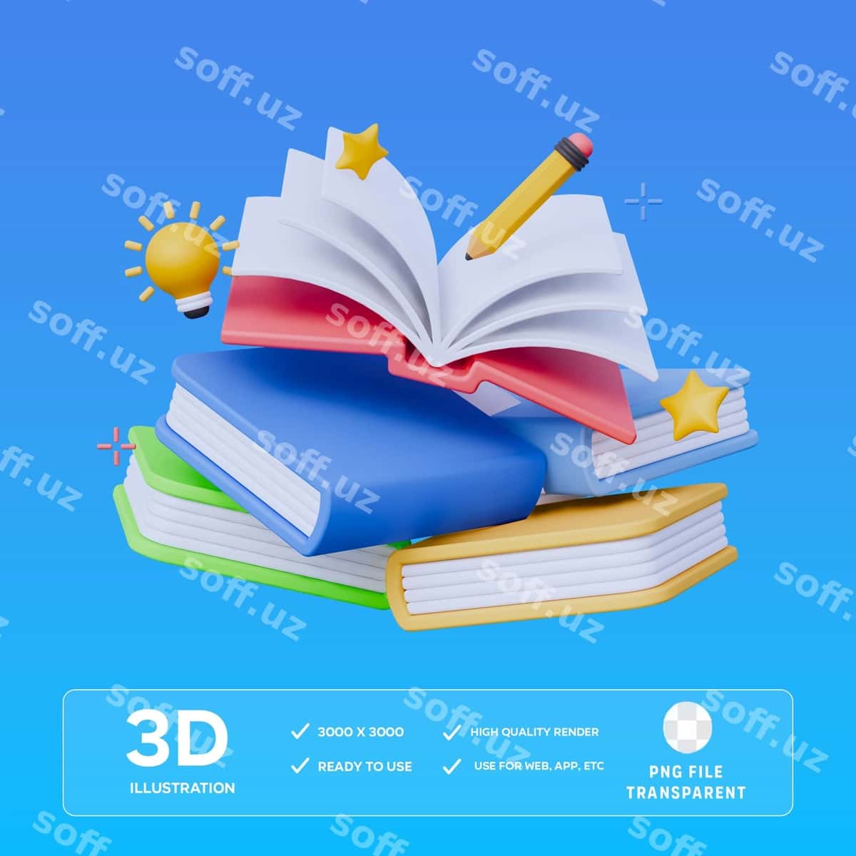 Ochiq kitob kitoblar 3d illustratsiya | Open book books 3d illustration 1