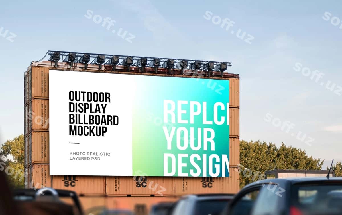 Tashqi billboard mockup | Outdoor billboard mockup 1