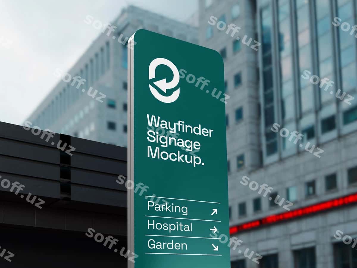 Tashqi yo'nalguidagi belgilari namunasi | Outdoor wayfinder signage mockup 1