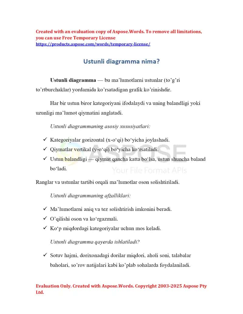 Ustunli diagrammalar 1