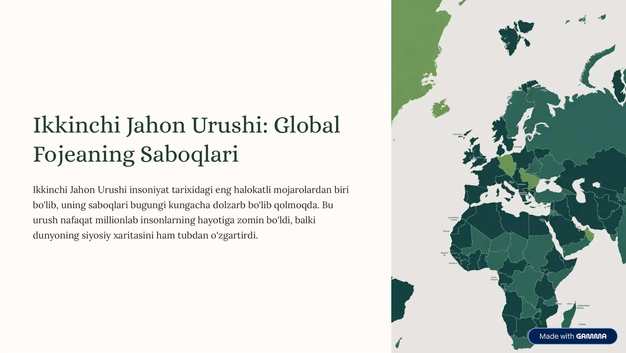 Ikkinchi Jahon Urushi: Global Fojeaning Saboqlari 1