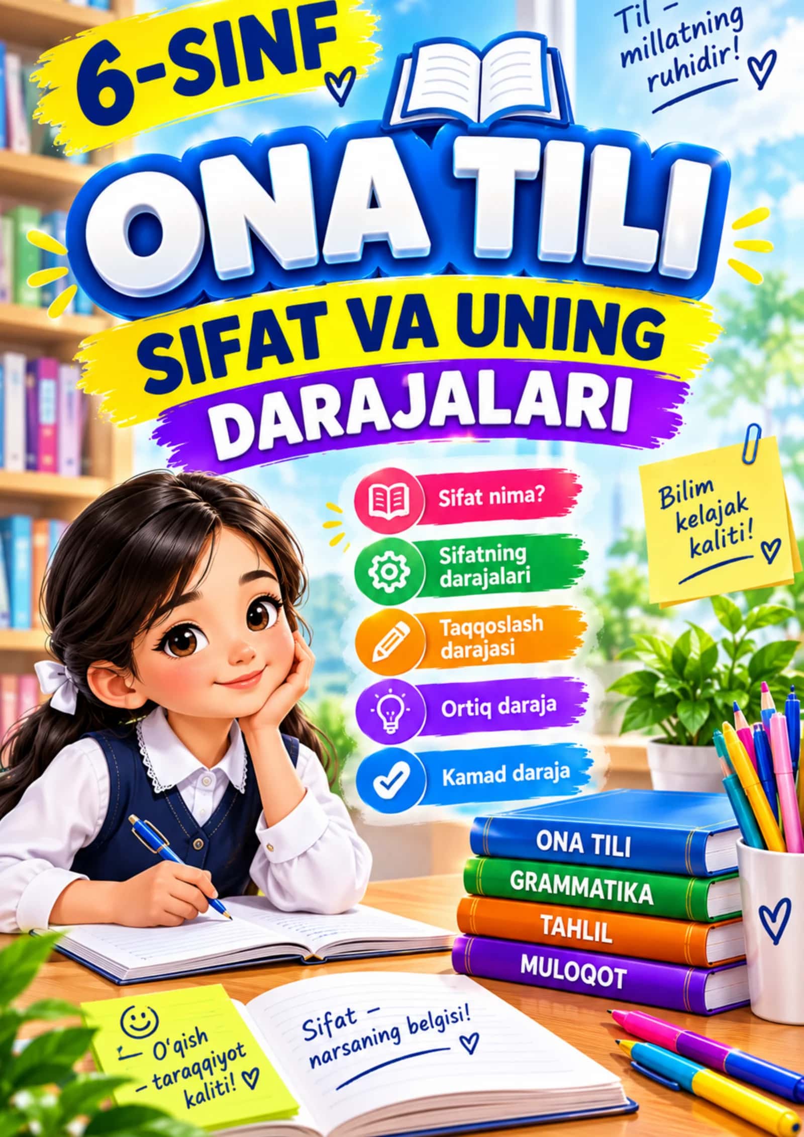6-SINF ONA TILI Sifatning maʼno turlari 1