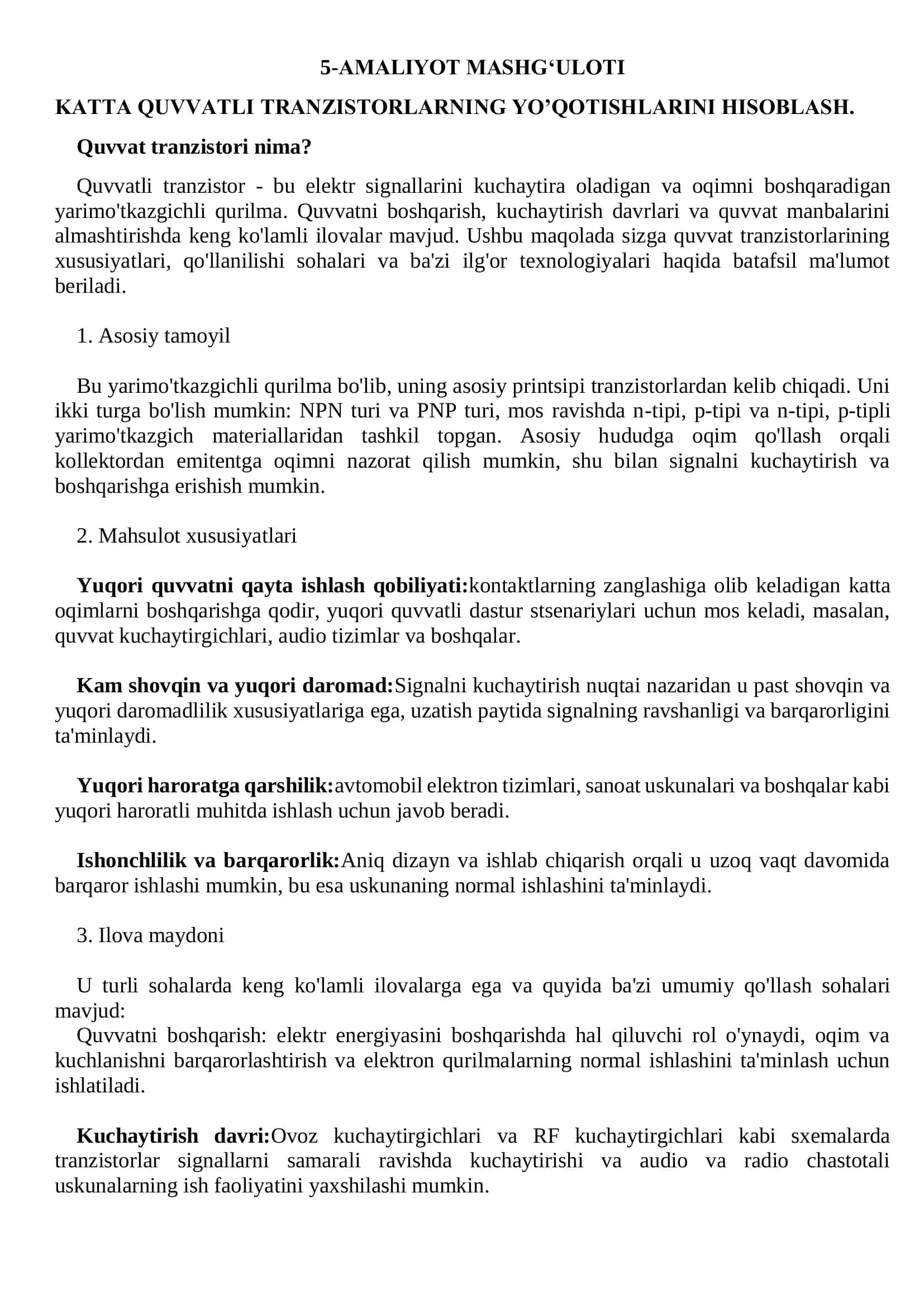 Quvvat tranzistorlari 1