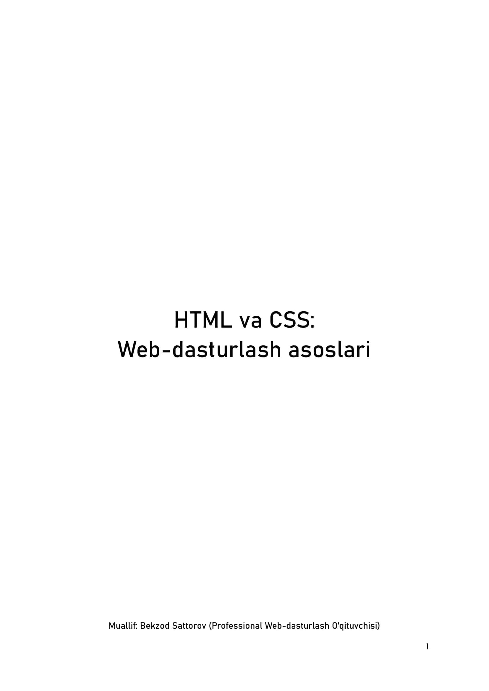HTML va CSS 0 dan boshlaganlar uchun 1