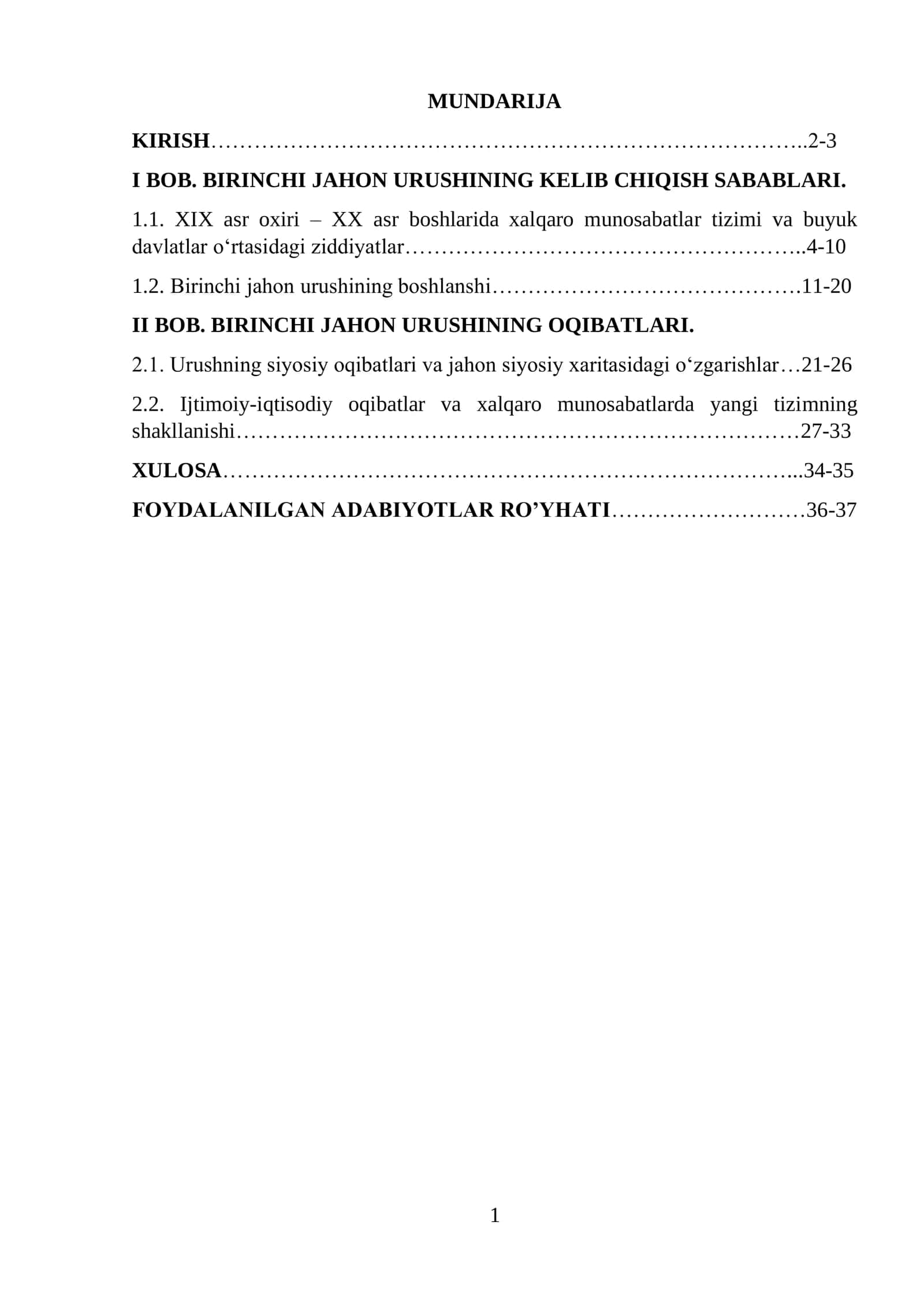 1 chi jahon urushi sabablari va oqibatlari 1