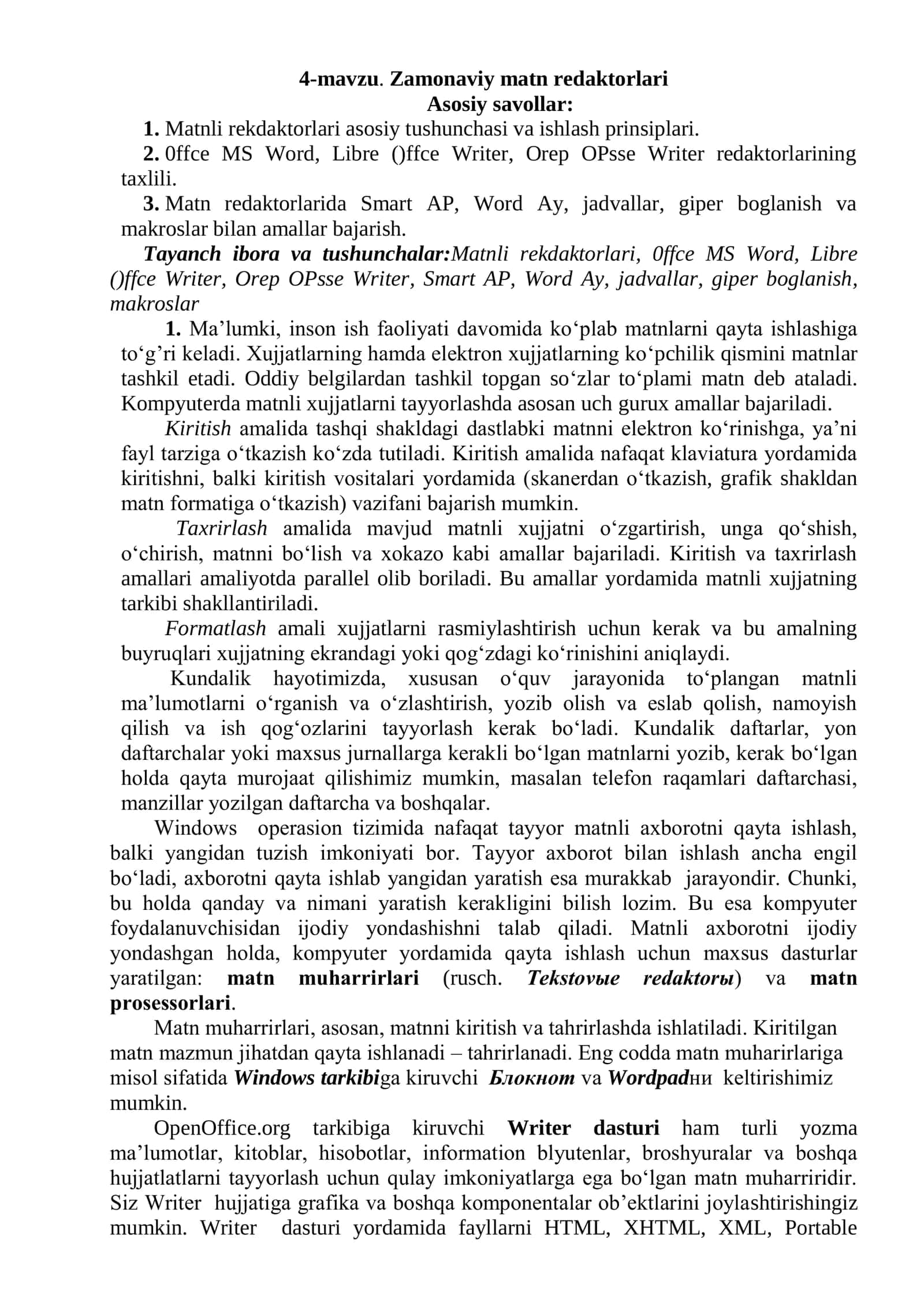 Zamonaviy matn redaktorlari 1