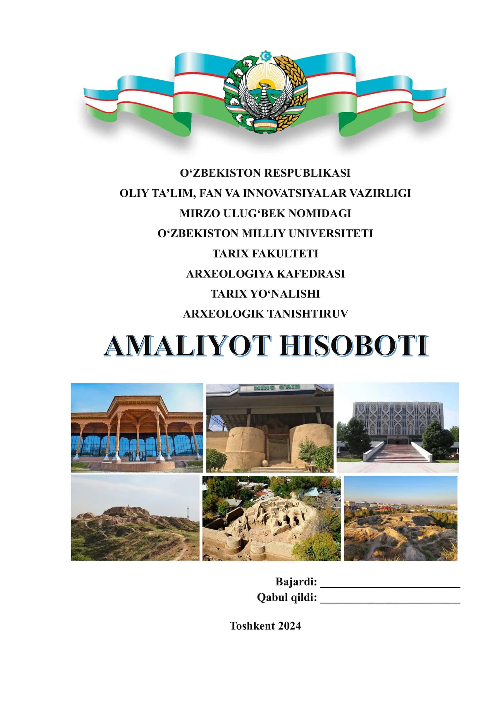 ARXEOLOGIK TANISHTIRUV amaliyot hisoboti 1