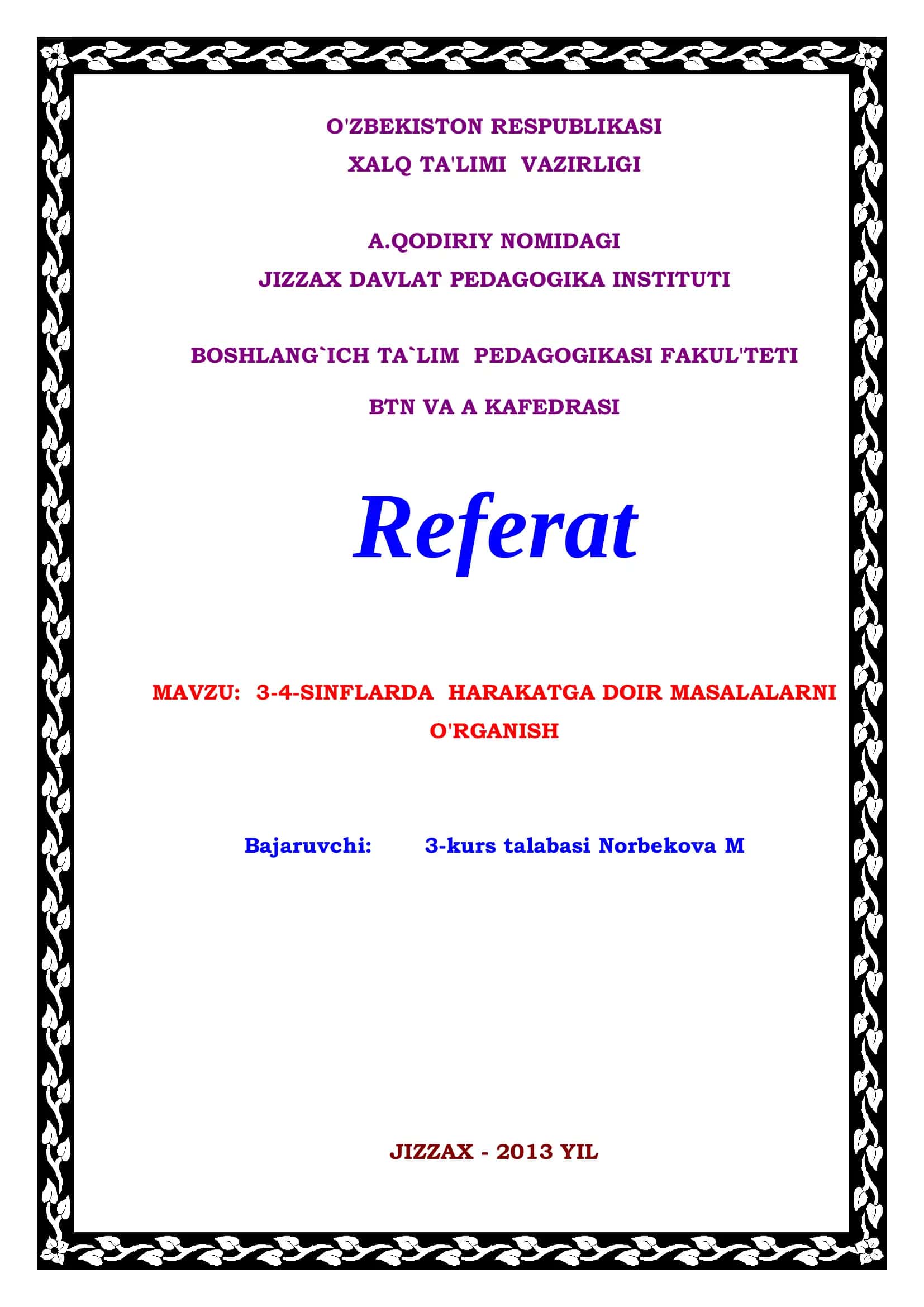 Orifmetik Masalalar 1