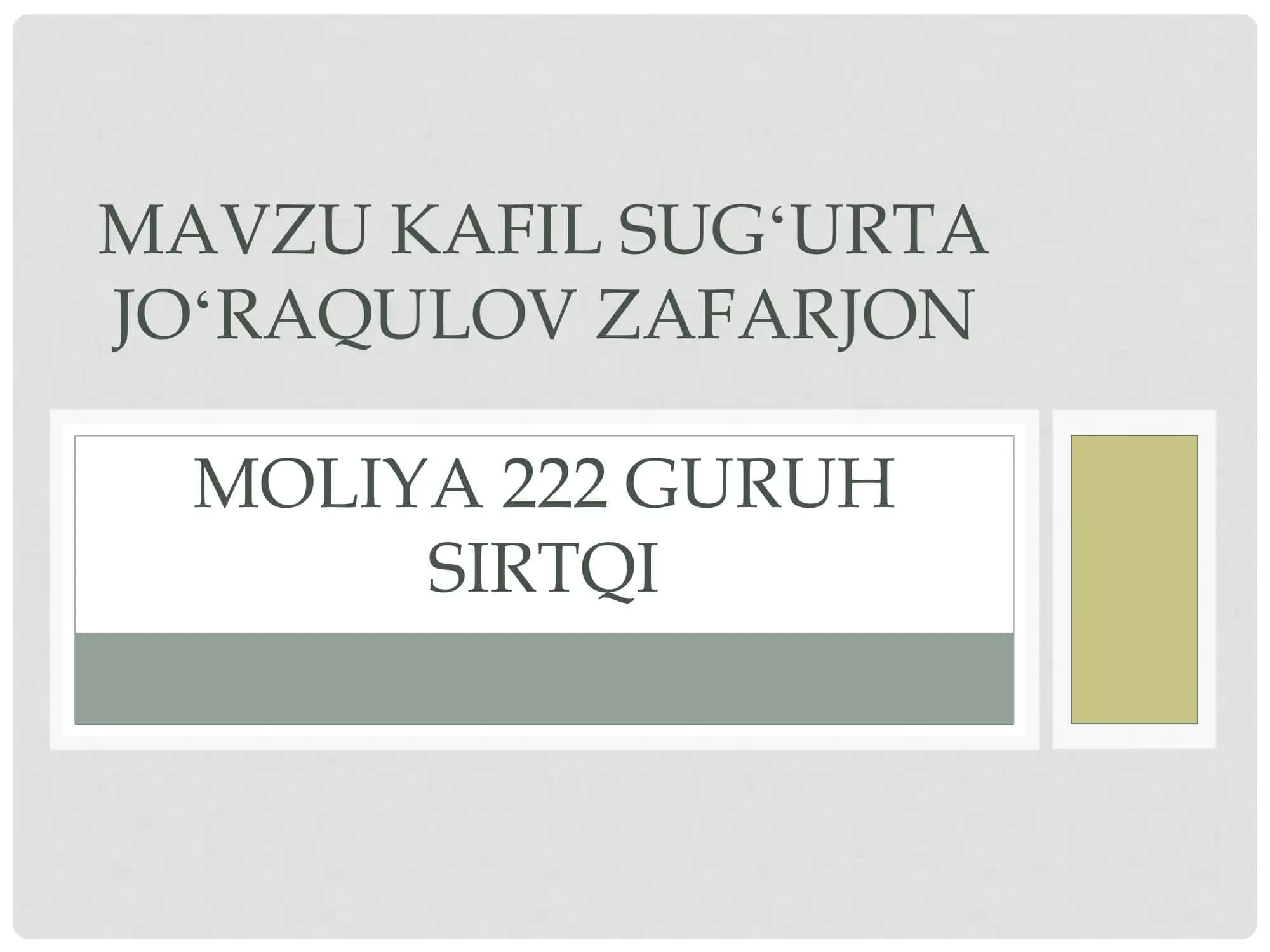 KAFIL SUGʻURTA 1