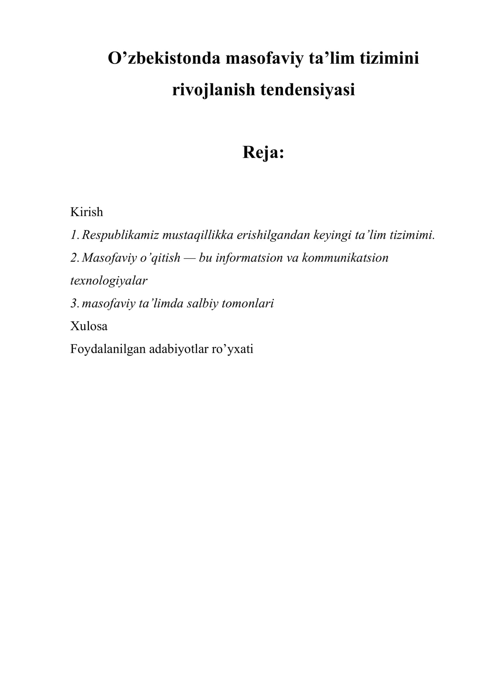 O’zbekistonda masofaviy ta’lim tizimini rivojlanish tendensiyasi 1