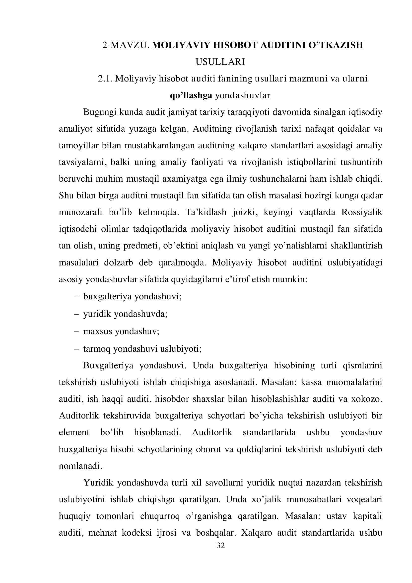MOLIYAVIY HISOBOT AUDITINI O’TKAZISH  USULLARI 1
