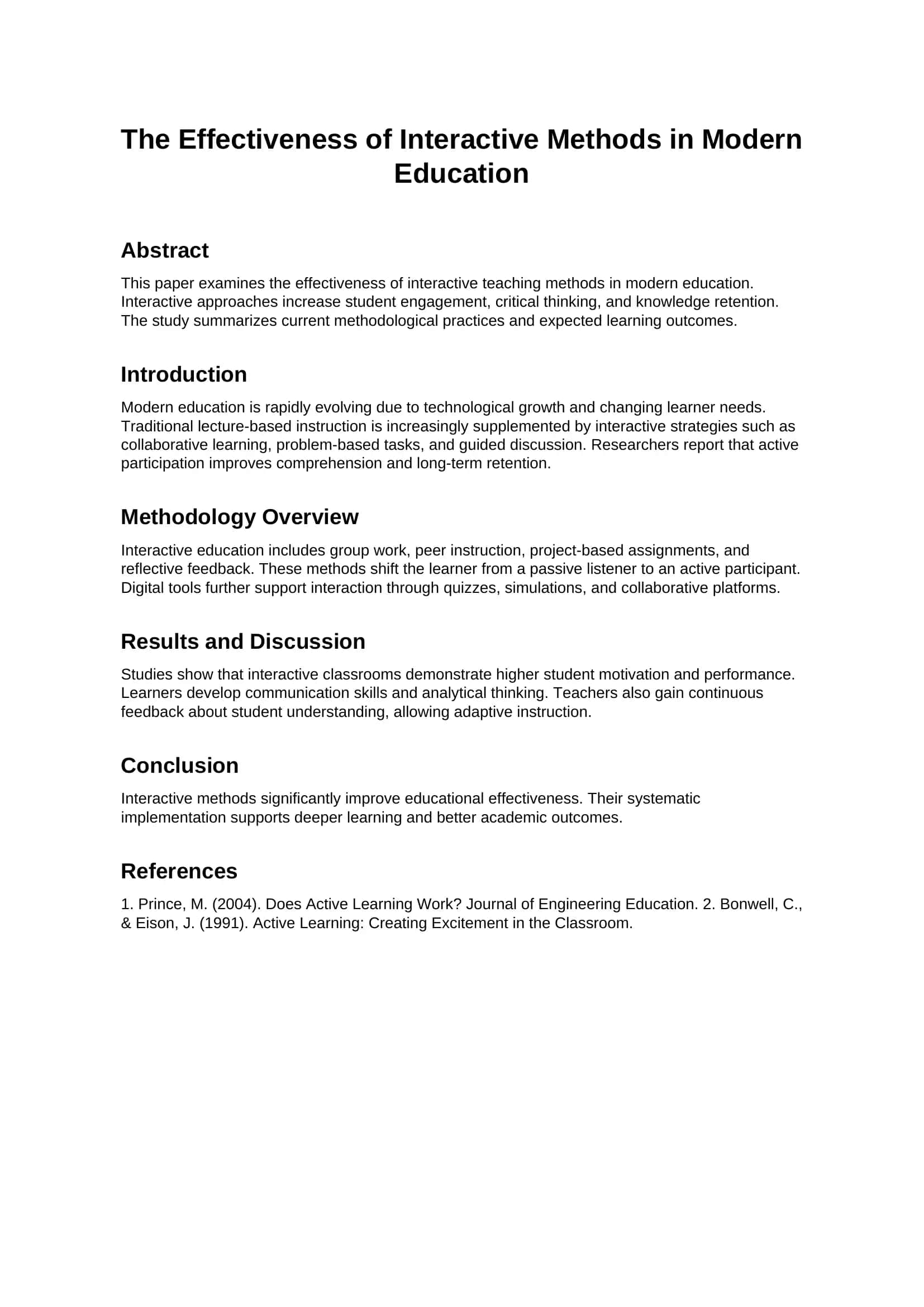 Effectiveness of Interactive Methods in Modern Education 1