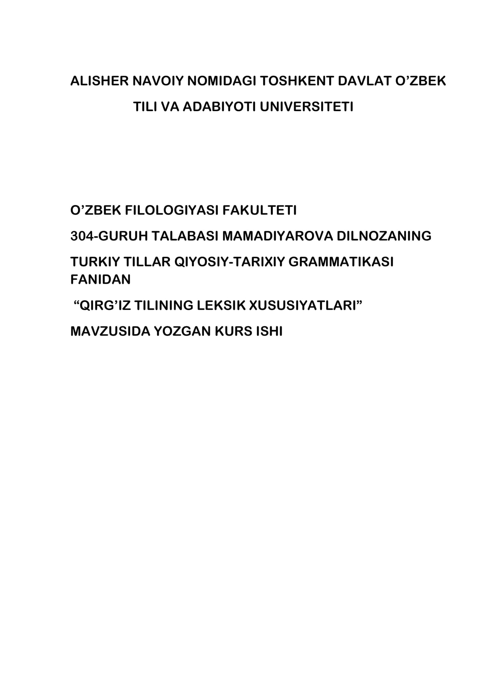 QIRG’IZ TILINING LEKSIK XUSUSIYATLARI 1