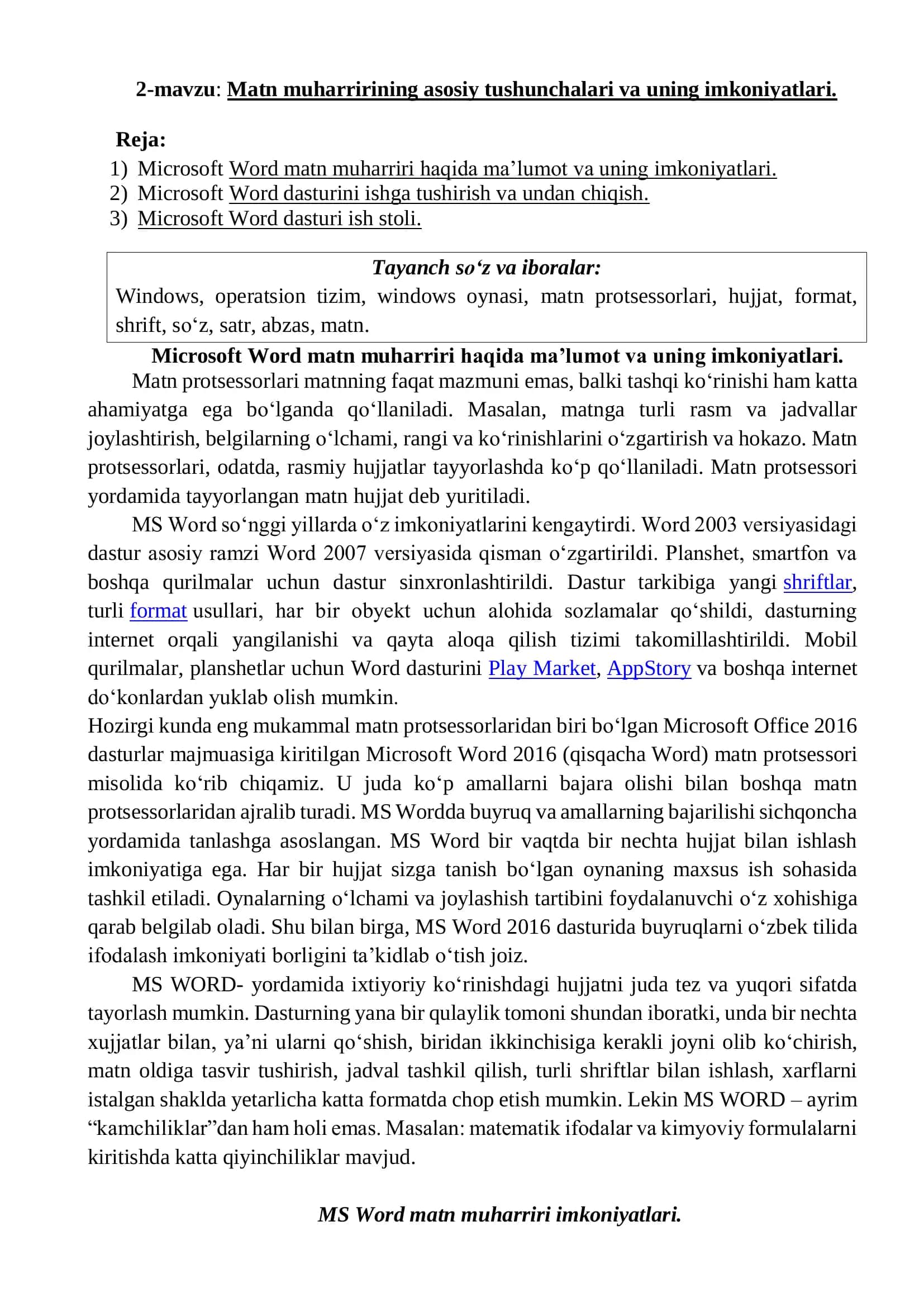 Microsoft Word matn muharriri 1