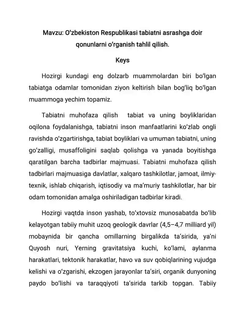 Tabiatni muhofaza qilish tadbirlari