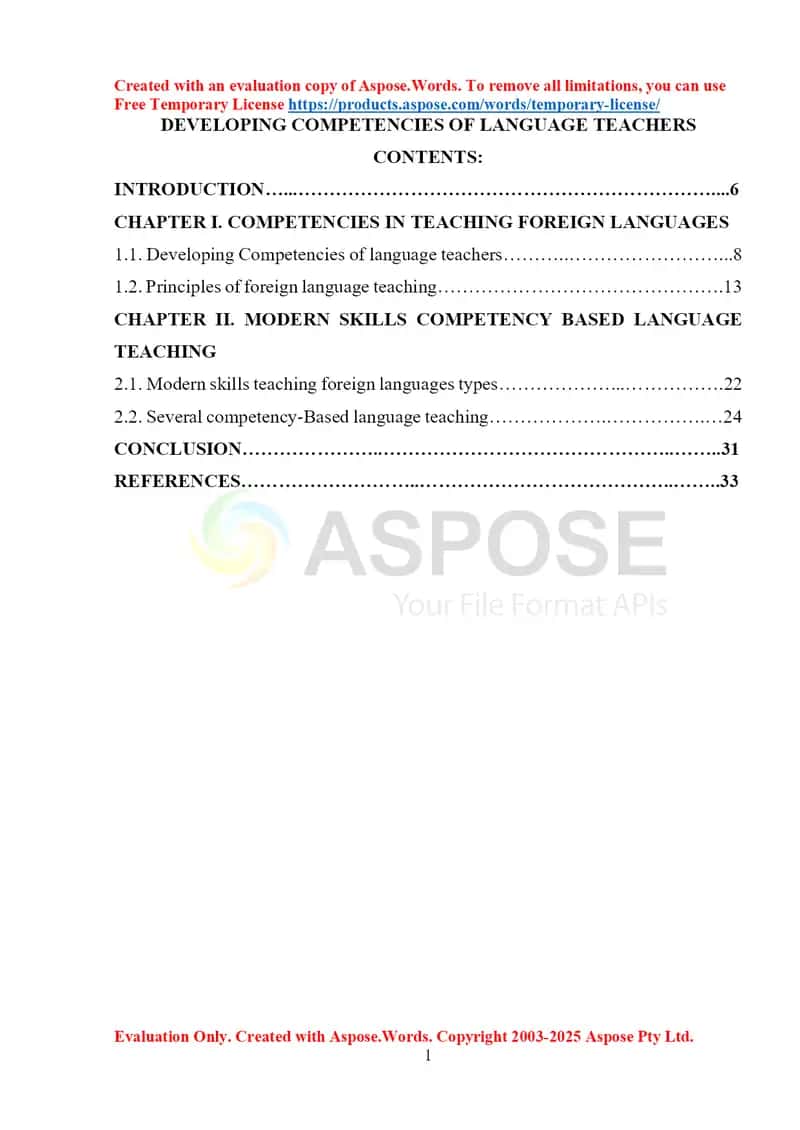 Developing Competencies of Language Teachers 1