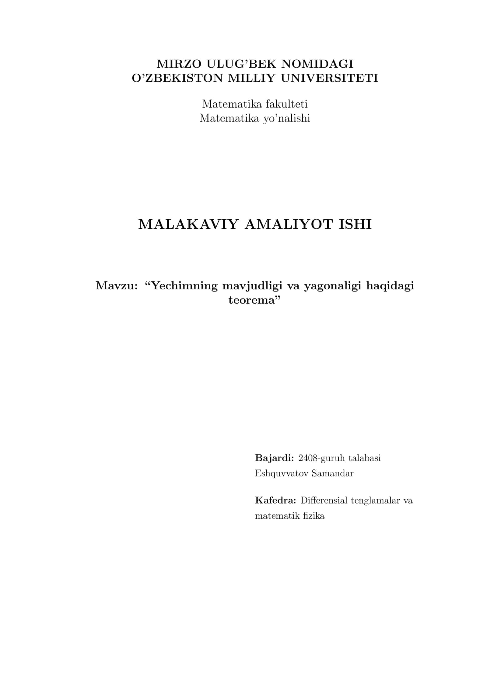 MALAKAVIY AMALIYOT ISHI 1