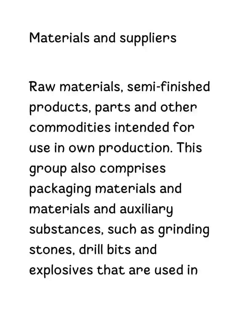 Materials and supplies