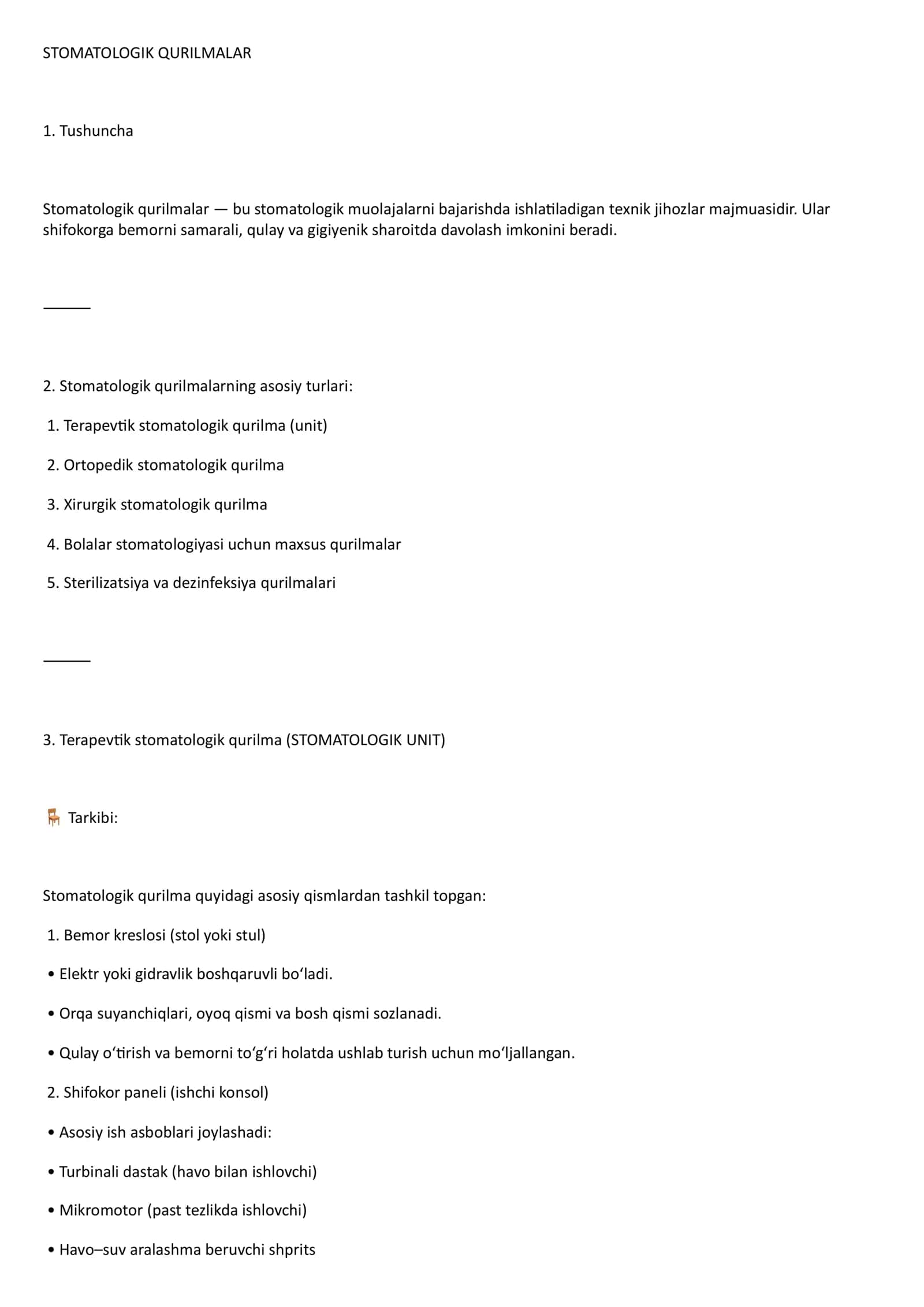 Stomatologik qurilmalar 1