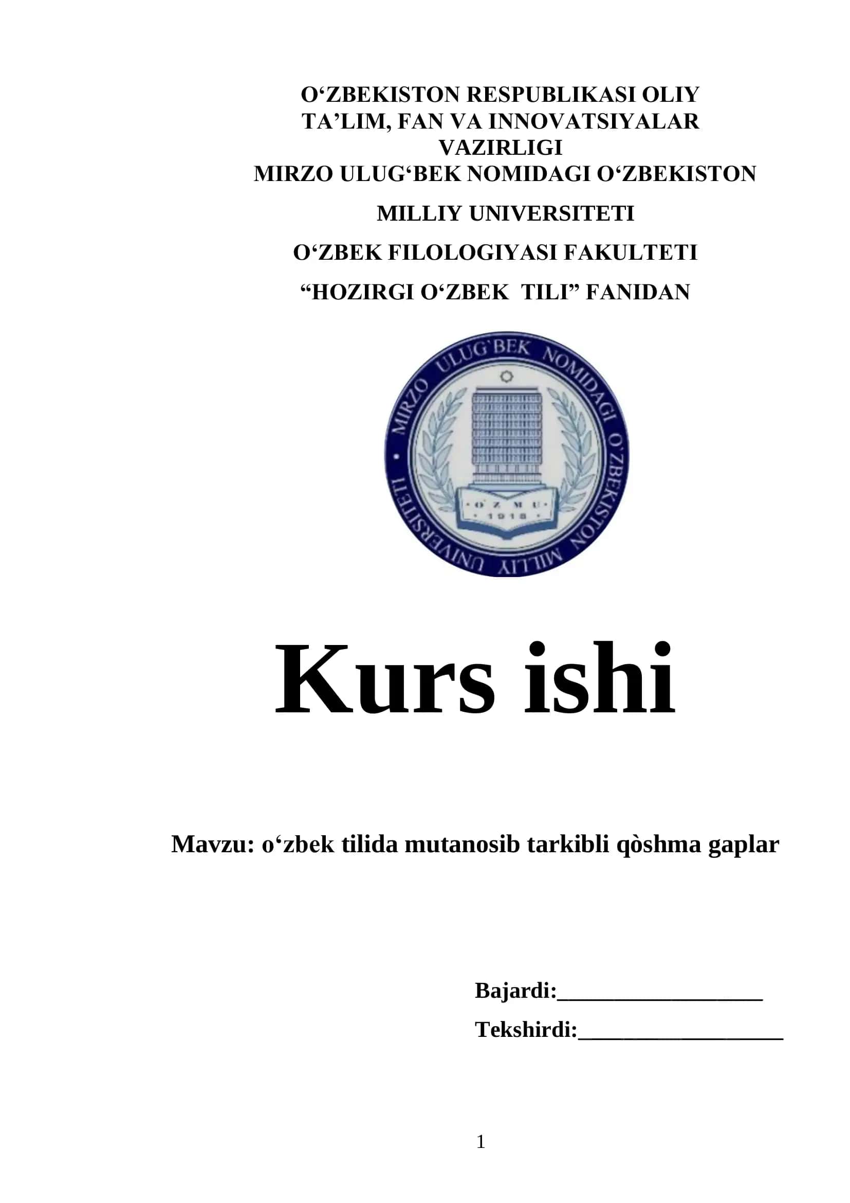 Oʻzbek tilida mutanosib tarkibli qòshma gaplar 1