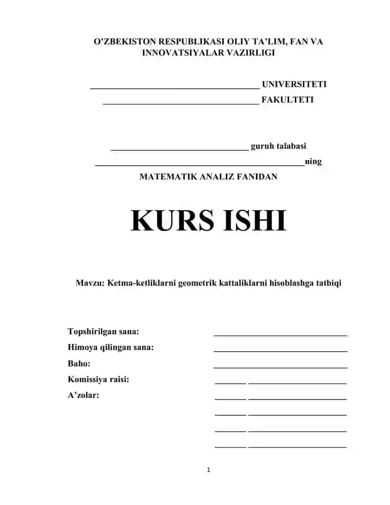 Ketma-ketliklarni geometrik kattaliklarni hisoblashga tatbiqi