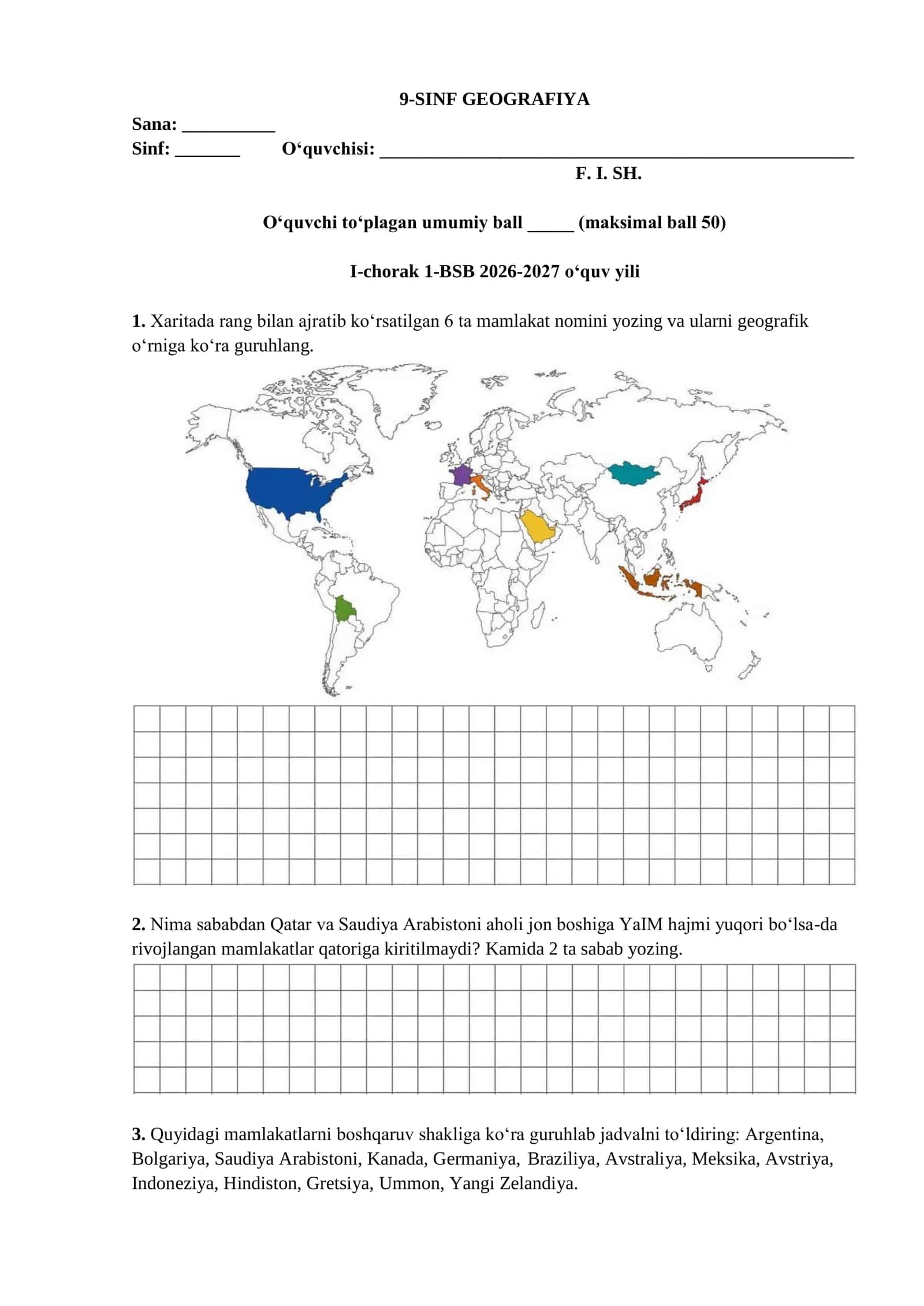 I-BSB 9-GeografiyaI-BSB 9-Geografiya 1