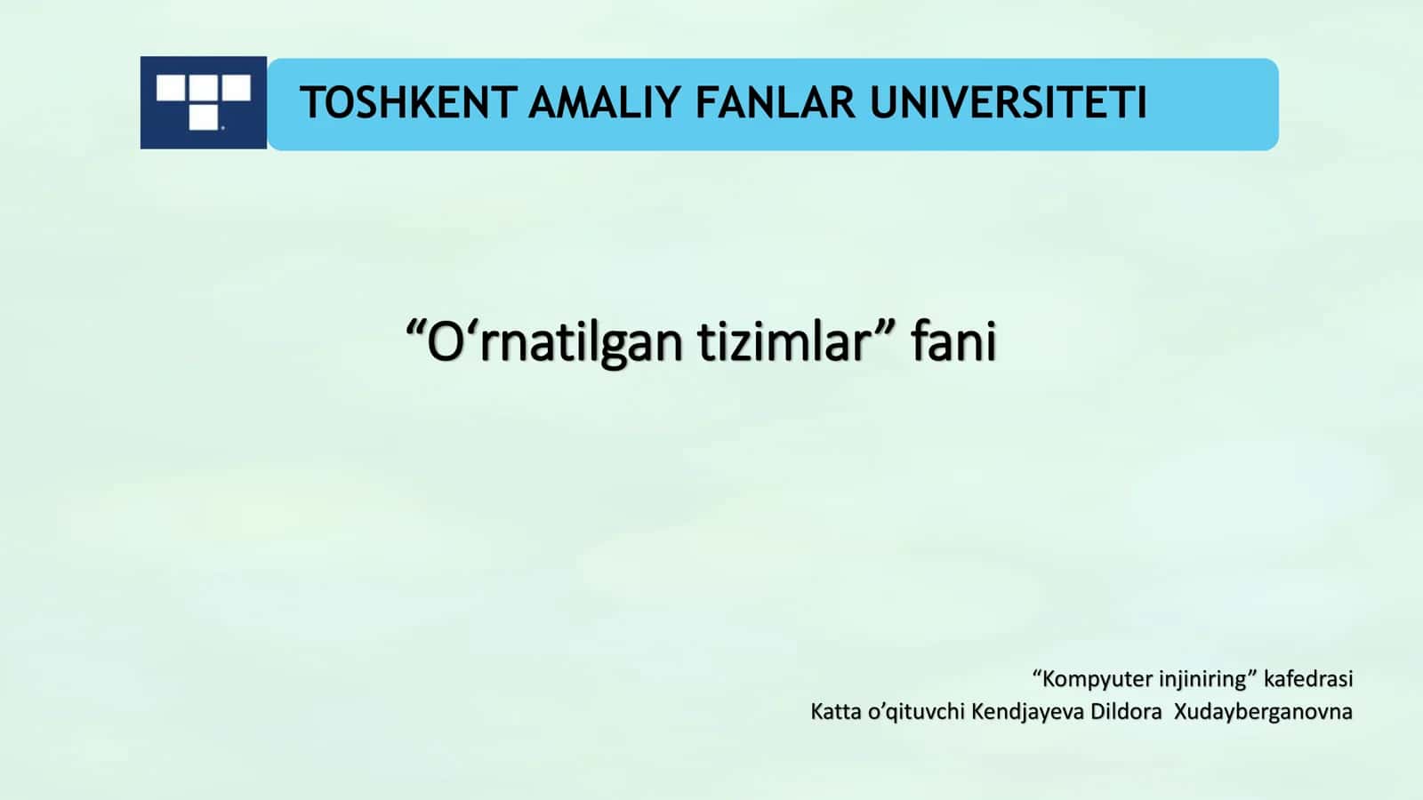 O‘rnatilgan tizimlar 1