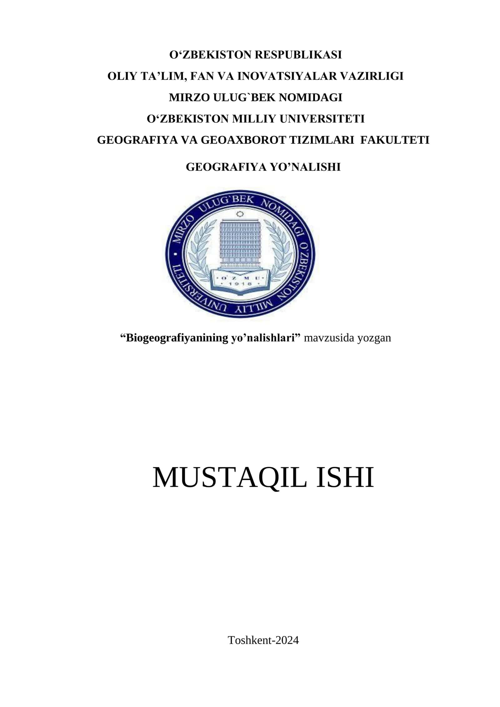 Biogeografiyanining yo’nalishlari 1