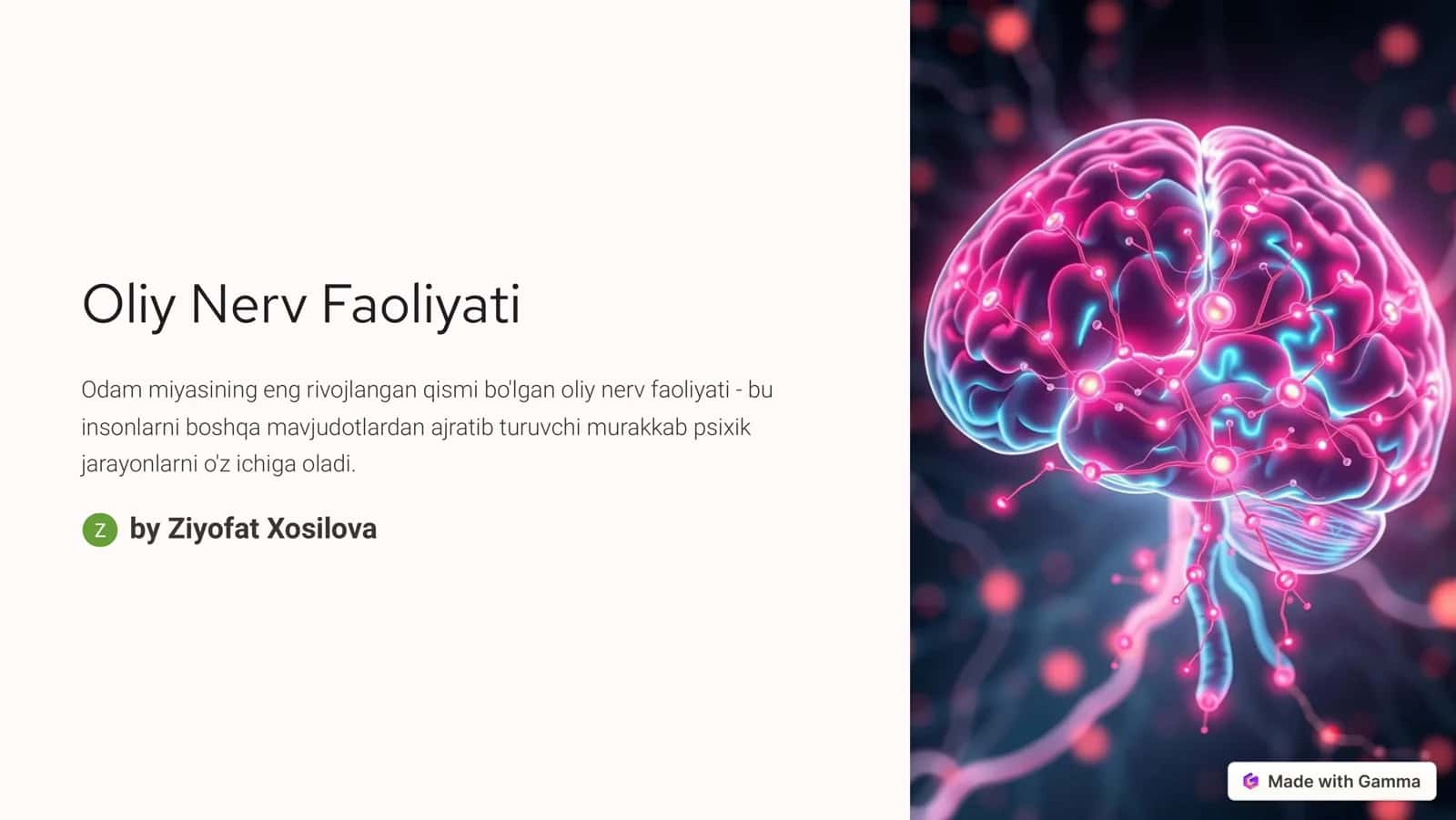 Oliy Nerv Faoliyati 1