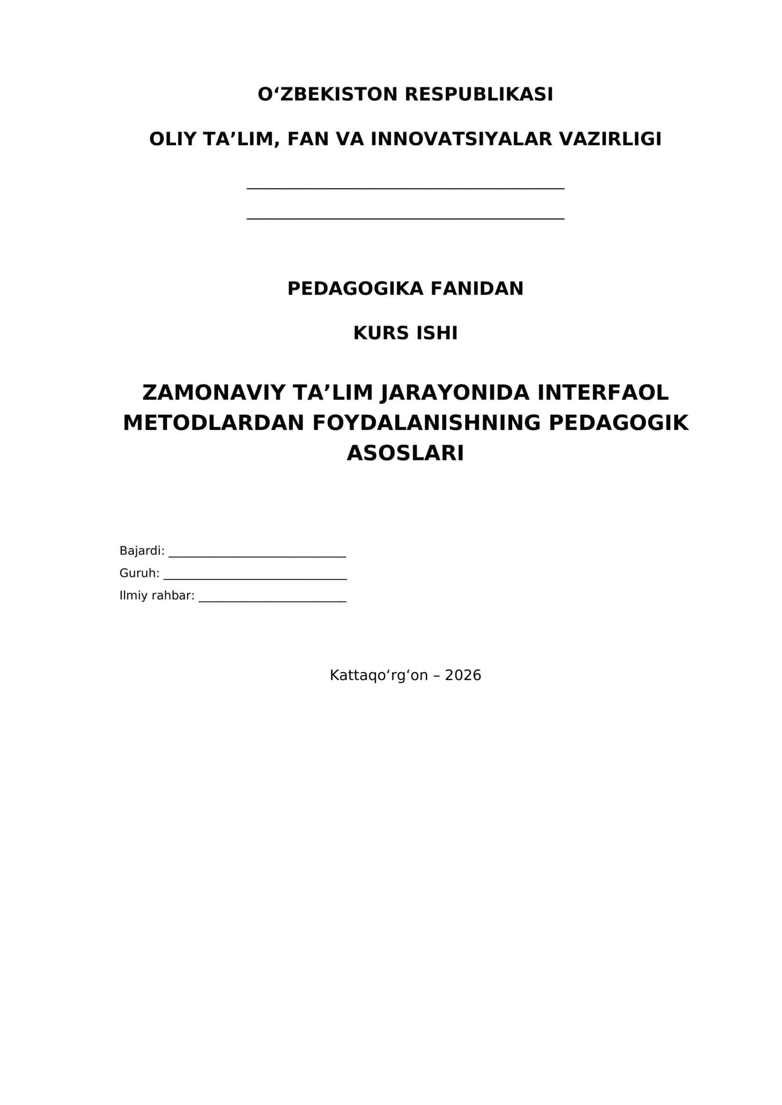 Zamonaviy Ta’limda Interfaol Metodlar 1