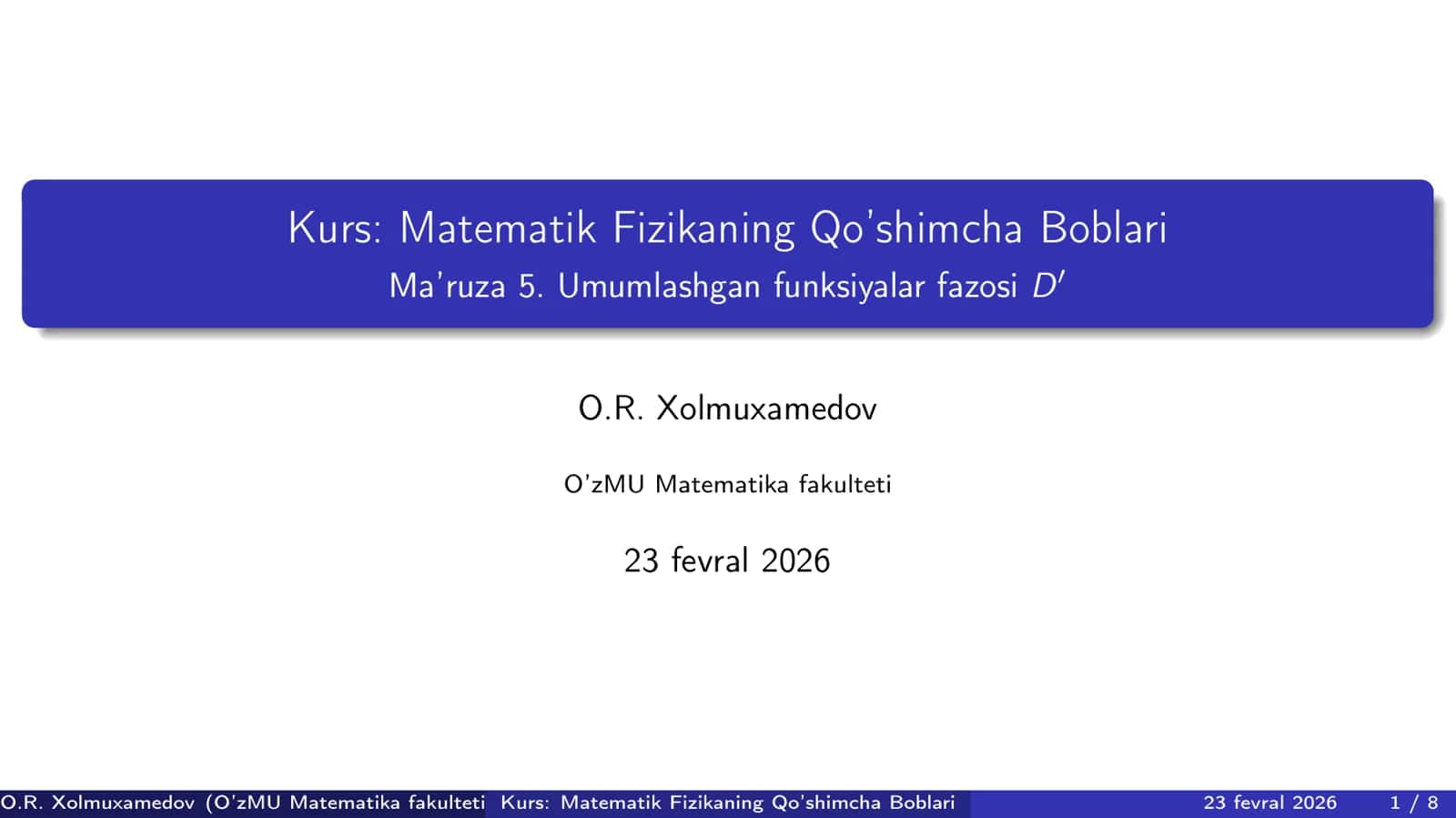 Umumlashgan funksiyalar fazosi D` 1