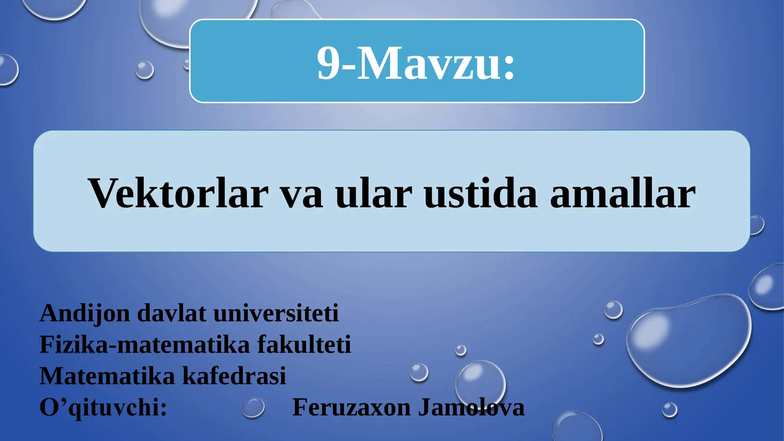 Vektorlar va ular ustida amallar 1