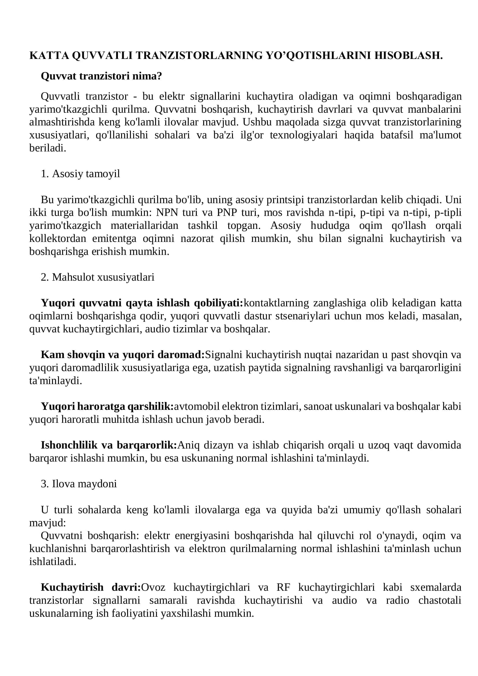 Quvvatli tranzistorlar 1